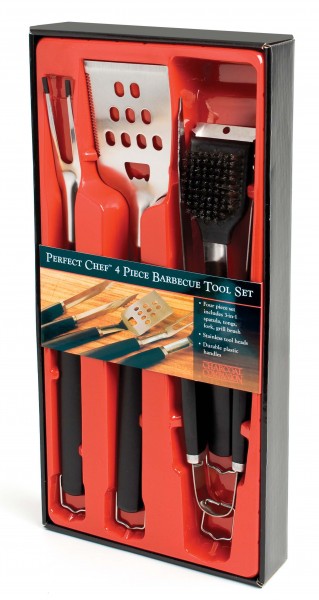 CC1005 Perfect Chef™ 4PC BBQ Tool Set - Package on White