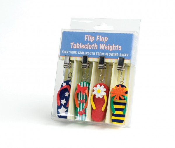 CC5092 Flip Flop Tablecloth Weights- Package on White
