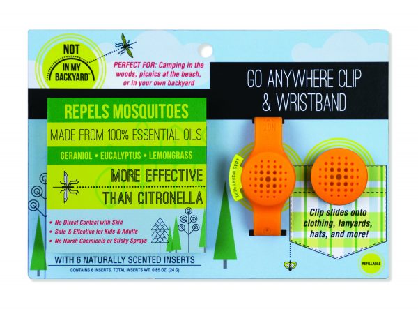 NB0102 Silicone Go Anywhere Clip, Wristbands, with 6 Inserts - Orange - Package on White