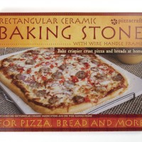 PC0002 Rectangle Pizza Stone w/ Wire Frame - Package on White