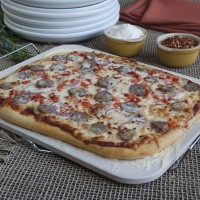 PC0002 Rectangle Pizza Stone w/ Wire Frame - Styled