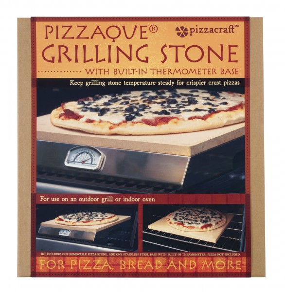 PC0106 Pizza Stone Grill w/ Thermometer - Package on White