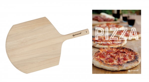PC0220 Pizza Recipe Book & Wood Peel - Product on White