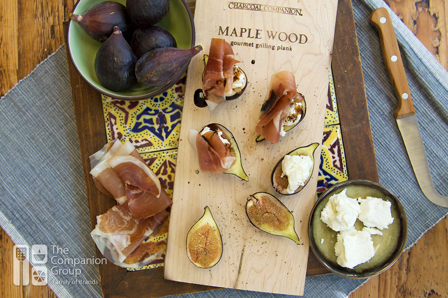 Stuffed Figs on a Maple Wood Grilling Plank