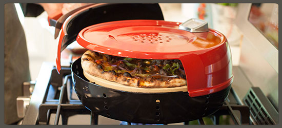 Pizza Cooking in the Stovetop Pizza Oven