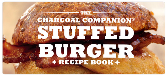 Cover of the Charcoal Companion Stuffed Burger Recipe Book